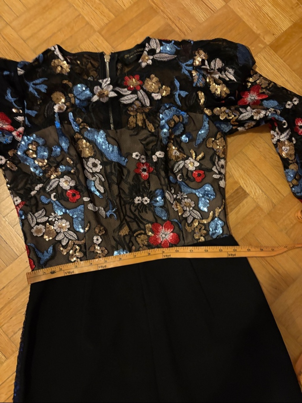 Bronx & Banco Black Wide-Leg Jumpsuit with Floral Bodice and Blue Trim. NWOT - Picture 5 of 16